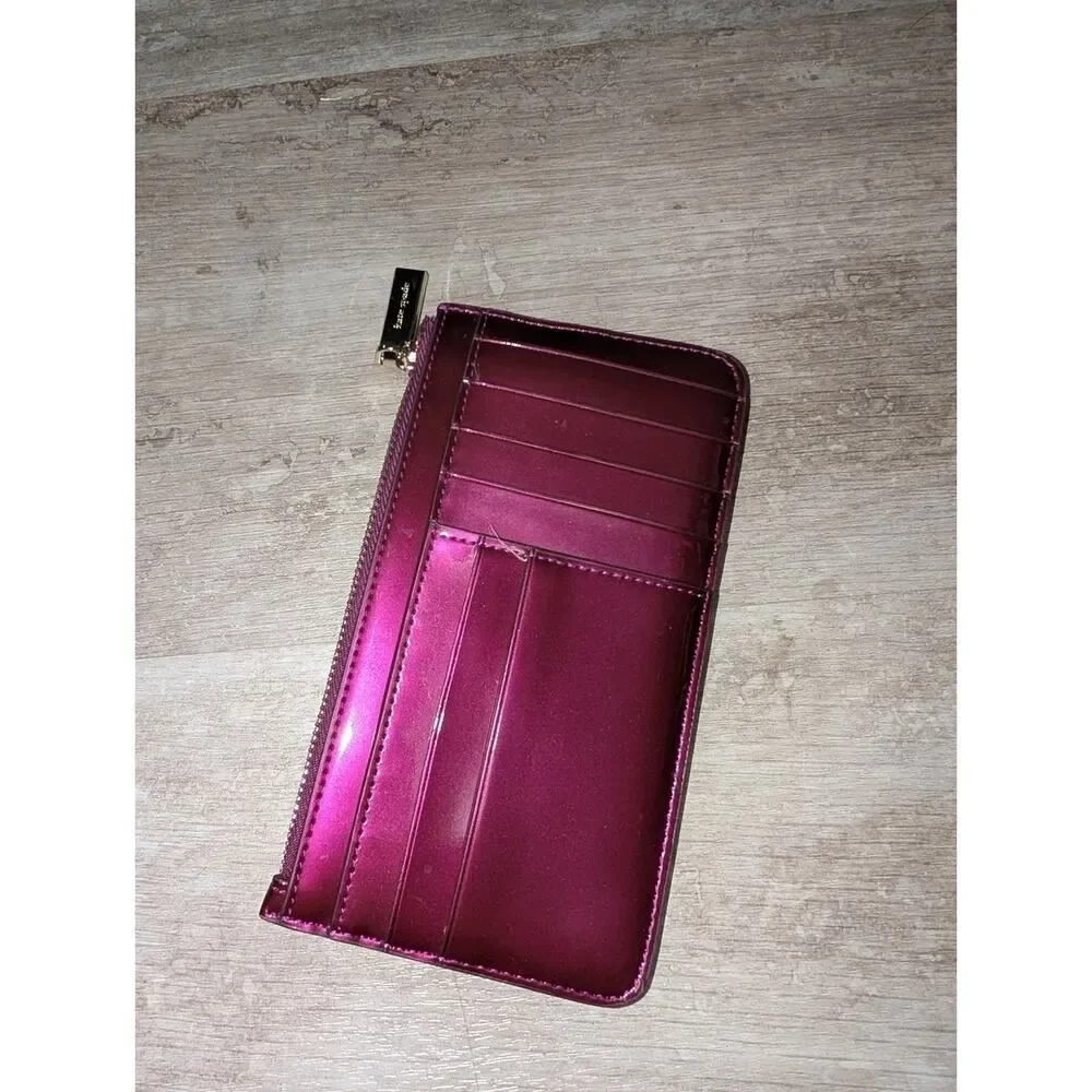 kate spade Metallic Fuchsia Patent Zip Wallet